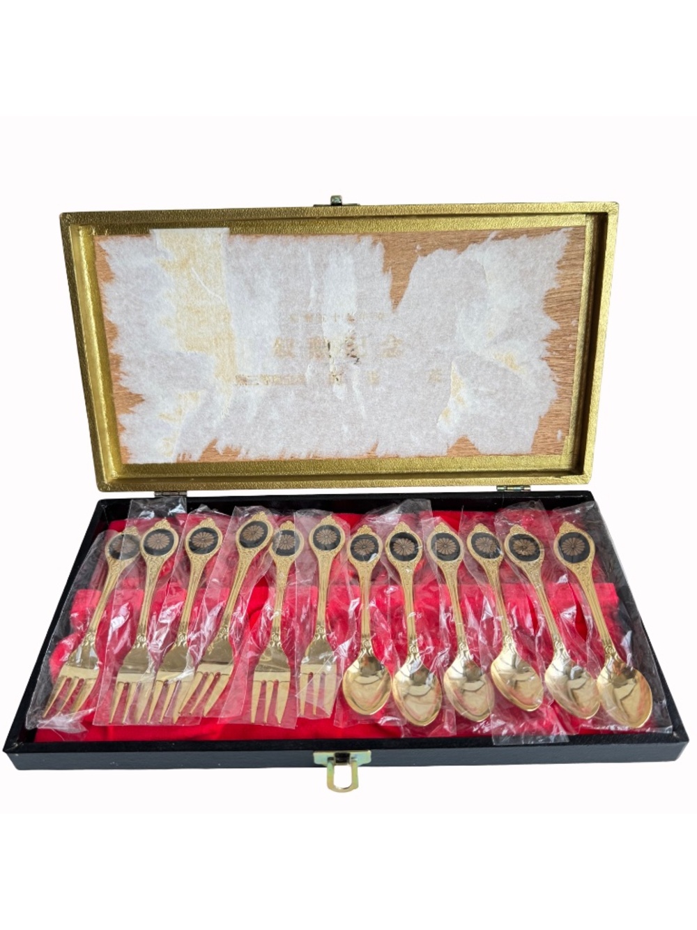 Vtg 12pc Dessert Fork Spoon Set Silver Plated Stainless Japanese Flatware Boxed